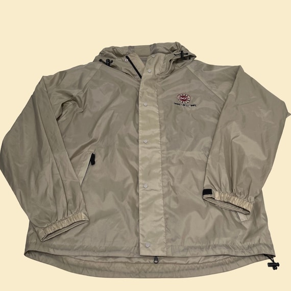 1990s large beige windbreaker with embroidered lo… - image 1