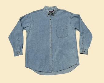 Chemise en jean des années 90 par Danaré Denim, chemise en chambray boutonnée vintage moyenne, chemise en jean des années 90