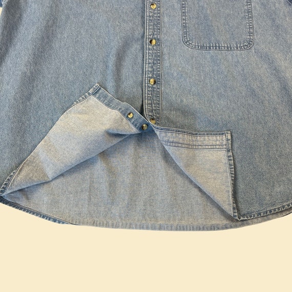 90s chambray teacher's shirt, size XL denim short… - image 3