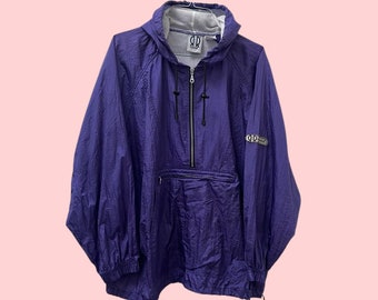 90s purple windbreaker in size 26W, 1990s vintage zip up lightweight jacket