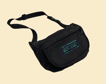 90s belt bag by Great Sport / Lenny Lan, vintage 1990s blue and black fanny pack with adjustable waist strap