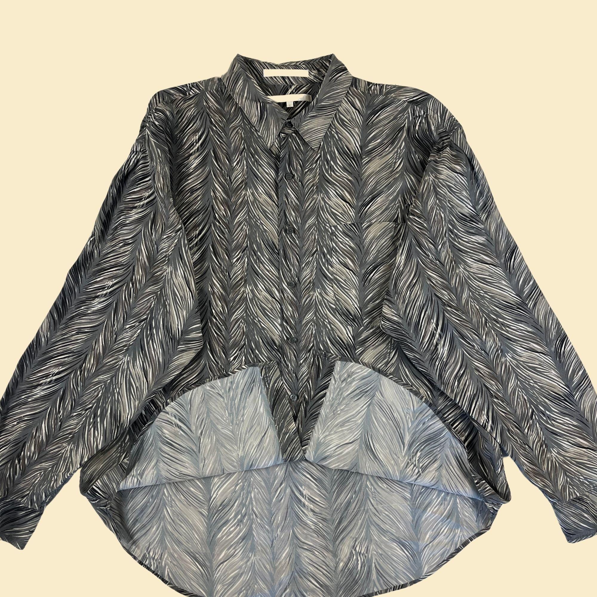 1990s XL Silk Shirt by Perry Ellis, Vintage Men's Abstract