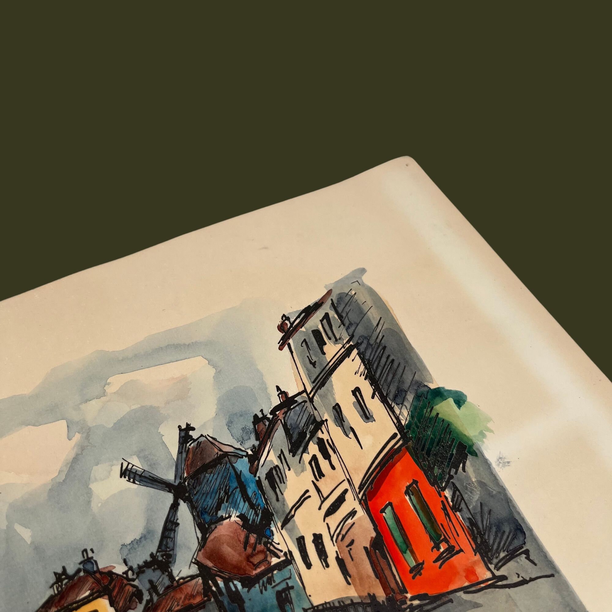 水彩画　PIERRE PAGES 　フランス 水彩画 PIERRE PAGES フランス 絵画
