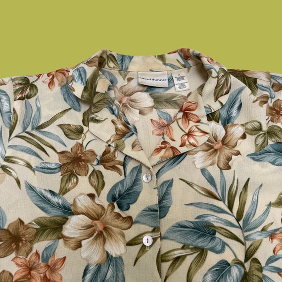 90s floral vintage button down blouse, size 14 be… - image 6
