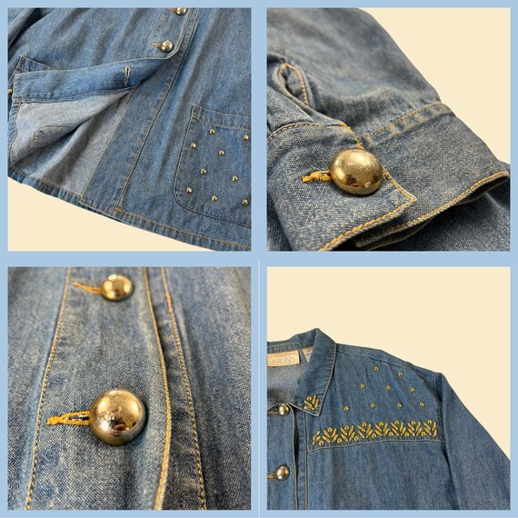 80s Caché denim / chambray button down shirt, siz… - image 3