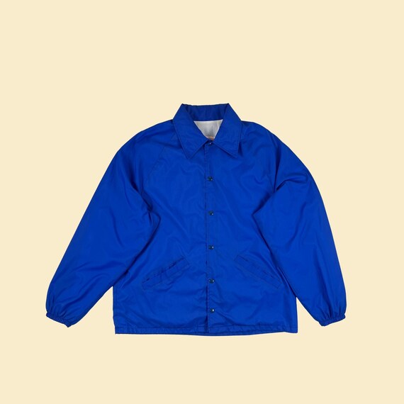 Giacca antivento blu XL anni '70, giacca da uomo vintage con