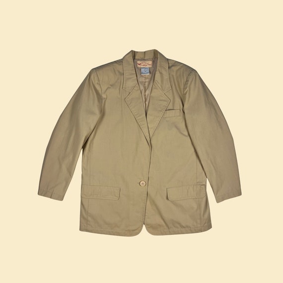 ジャケット・アウター 80s 90s EURO linen tailored jacket beige 1990s Beige/tan Blazer by Haband Travel Smart, Vintage 90s