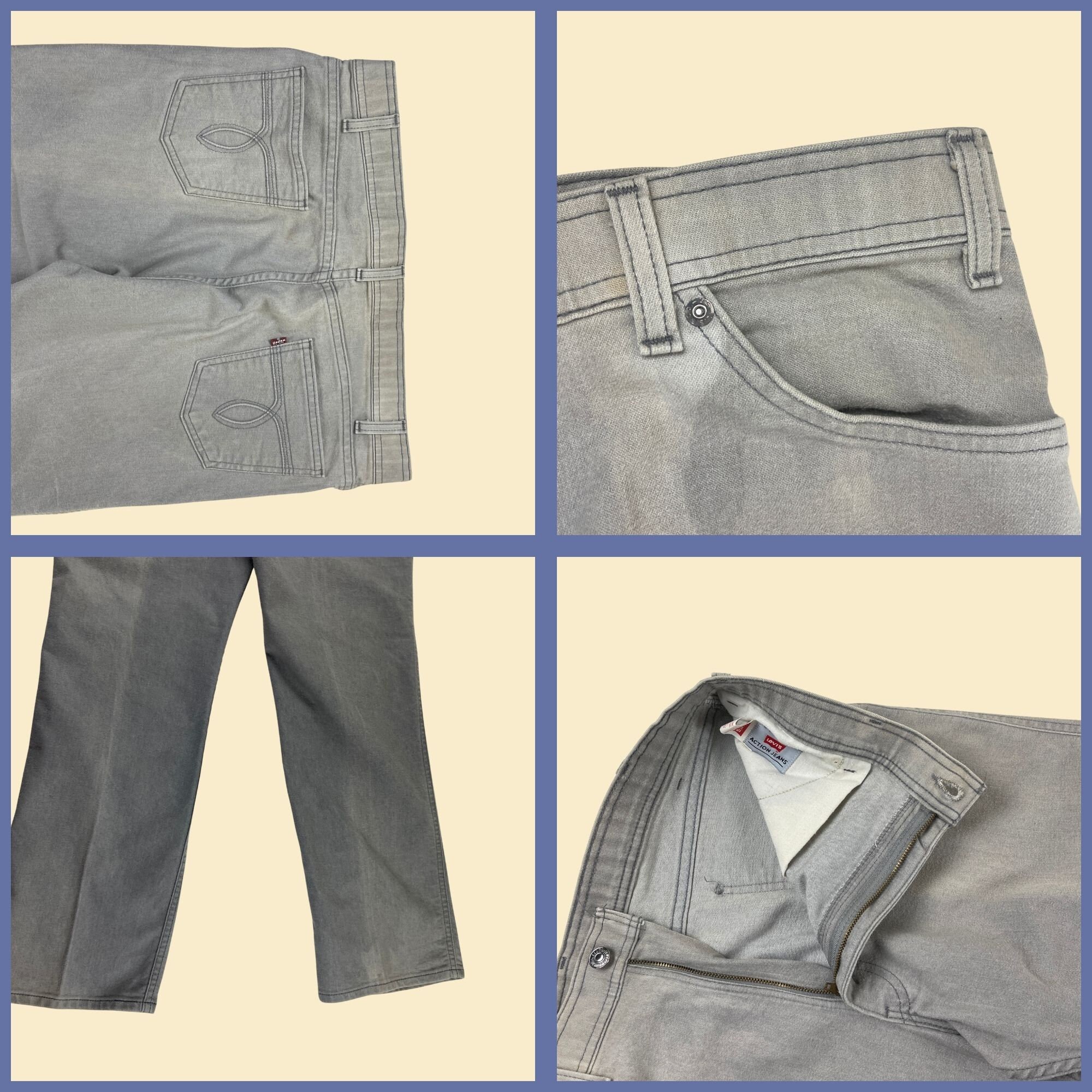 Vintage 90s Levi's Action Jeans, 38x30 Men's Grey 1990s