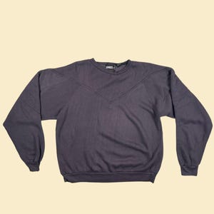 Omni II のヴィンテージ 80 年代 / 90 年代 XL クルーネック スウェットシャツ、グレーのプルオーバー ロングスリーブ カジュアル プルオーバー
