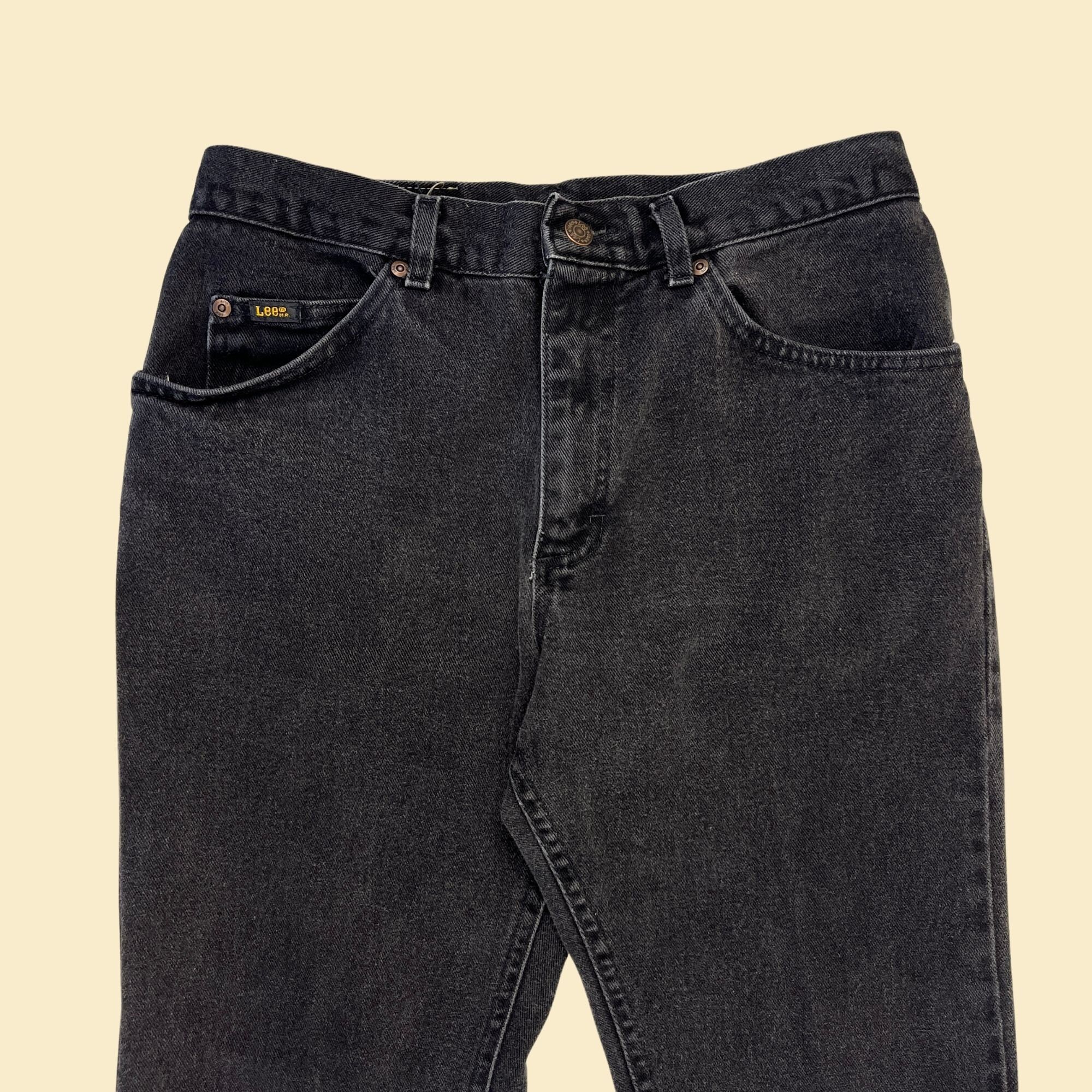1990s Lee Black Denim Pants, 31.5x29 Vintage 90s Black Faded