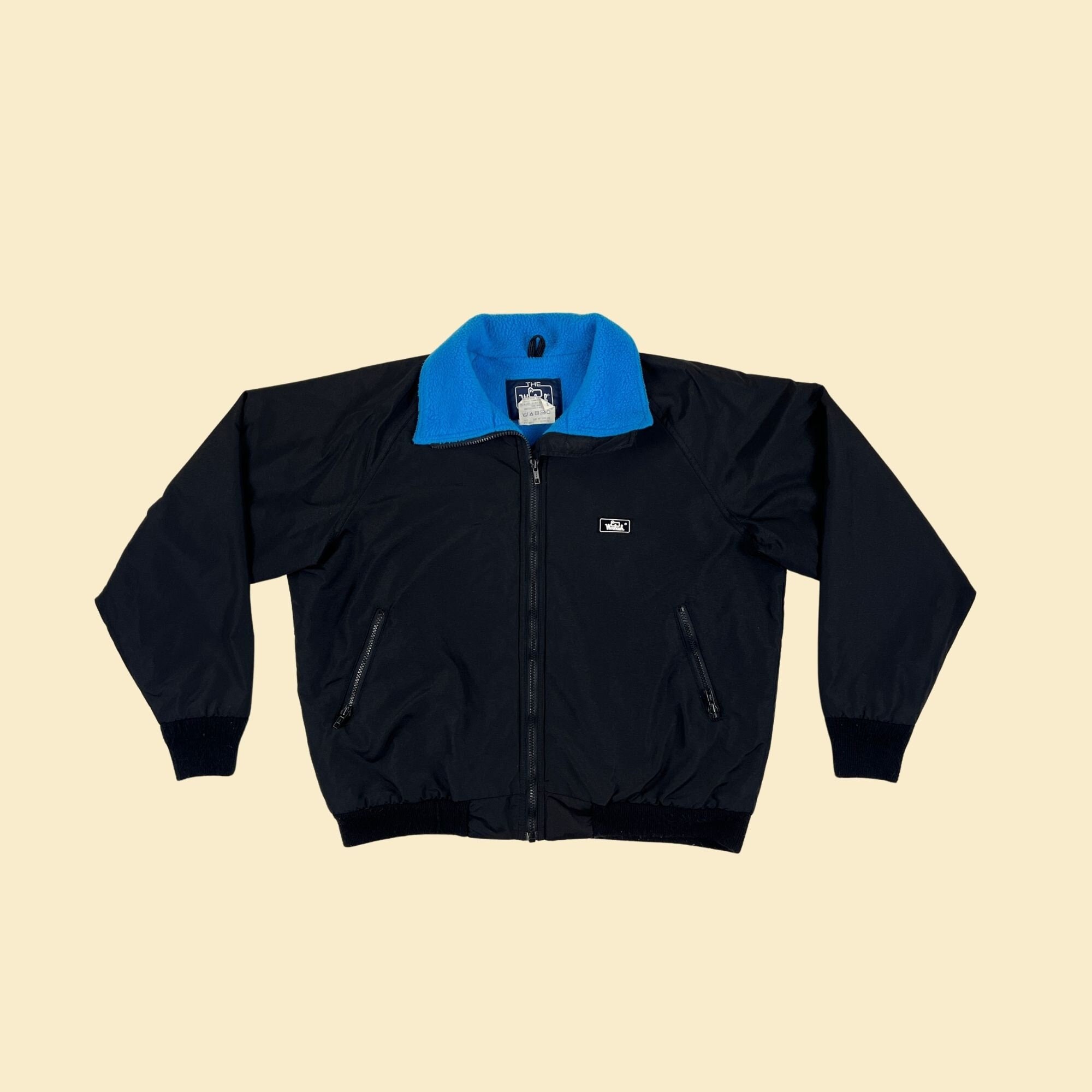 1990s L Woolrich Jacket, Vintage 90s Black/blue Fleece Lined