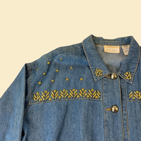 80s Caché denim / chambray button down shirt, siz… - image 5