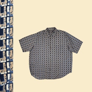 トップス 90s cityboy covington s/s rayon shirt Covington Shirt Grey Rayon Patterned Silky Geometric 90s