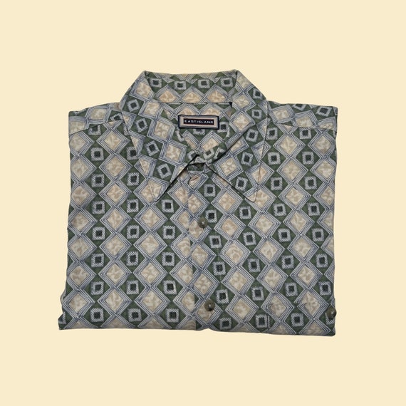 90s geometric shirt by Eastiland, men's short sle… - image 1