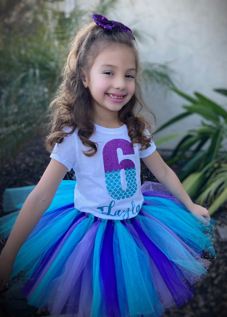 3rd personalized 5th 4th Mermaid birthday tutu outfit set 2nd 6th birthday