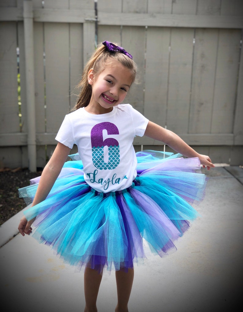 3rd personalized 5th 4th Mermaid birthday tutu outfit set 2nd 6th birthday