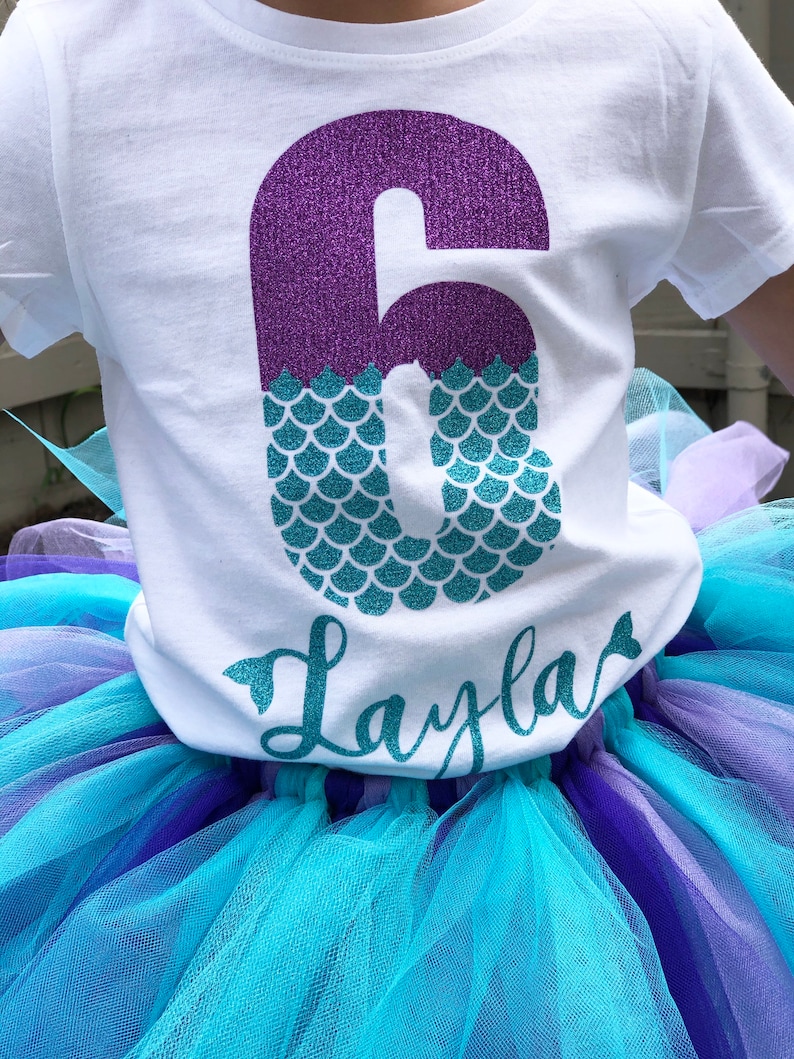 3rd personalized 5th 4th Mermaid birthday tutu outfit set 2nd 6th birthday