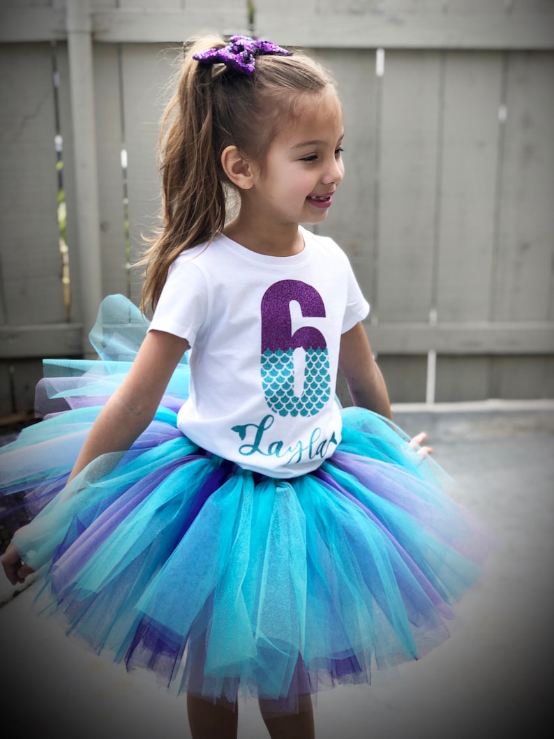 3rd personalized 5th 4th Mermaid birthday tutu outfit set 2nd 6th birthday