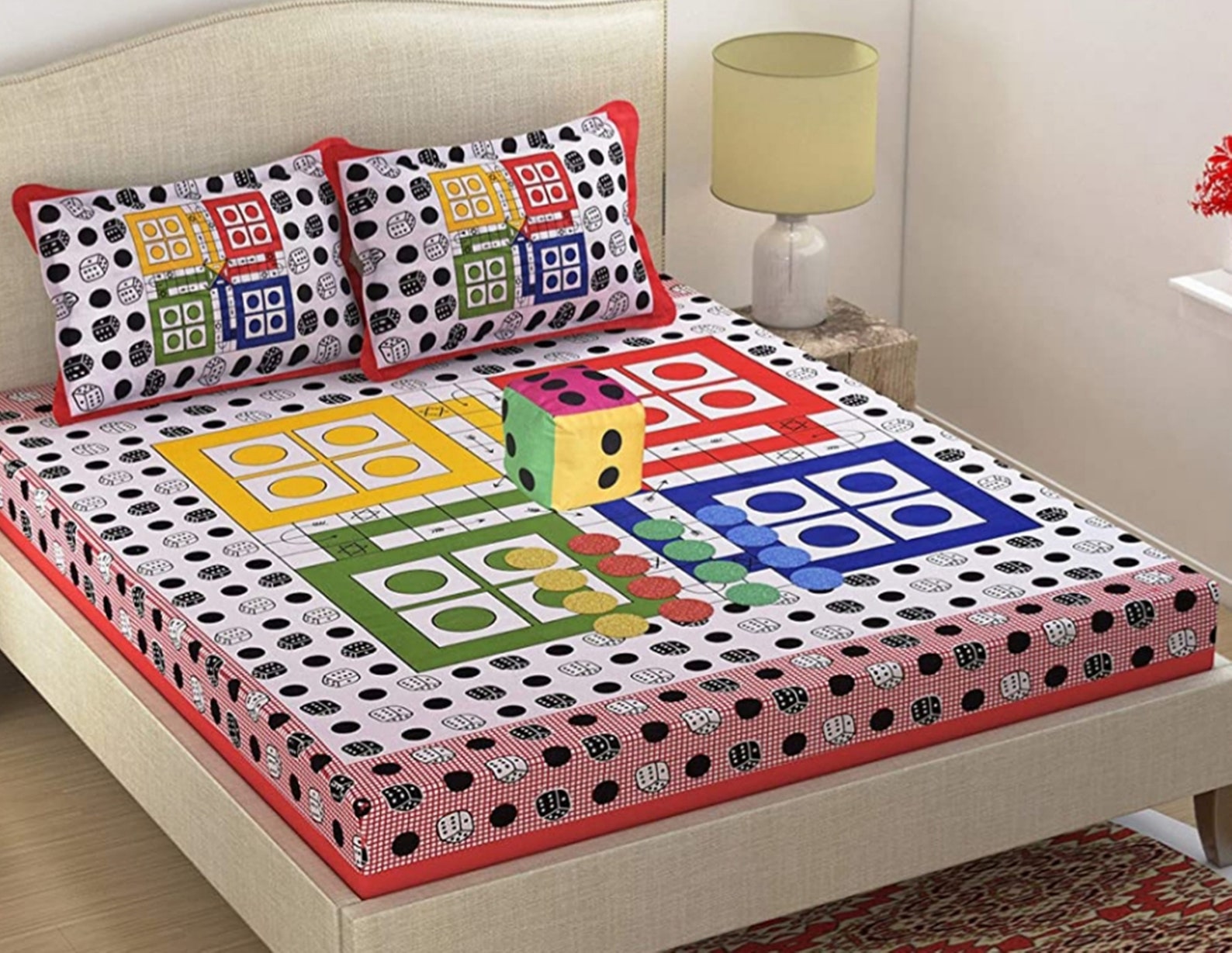Ludo Print 160 TC Cotton Double Bedsheet with 2 Pillow Covers Etsy