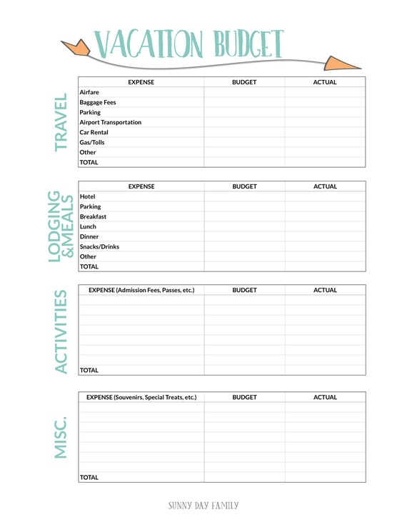 family travel vacation planner family trip planner