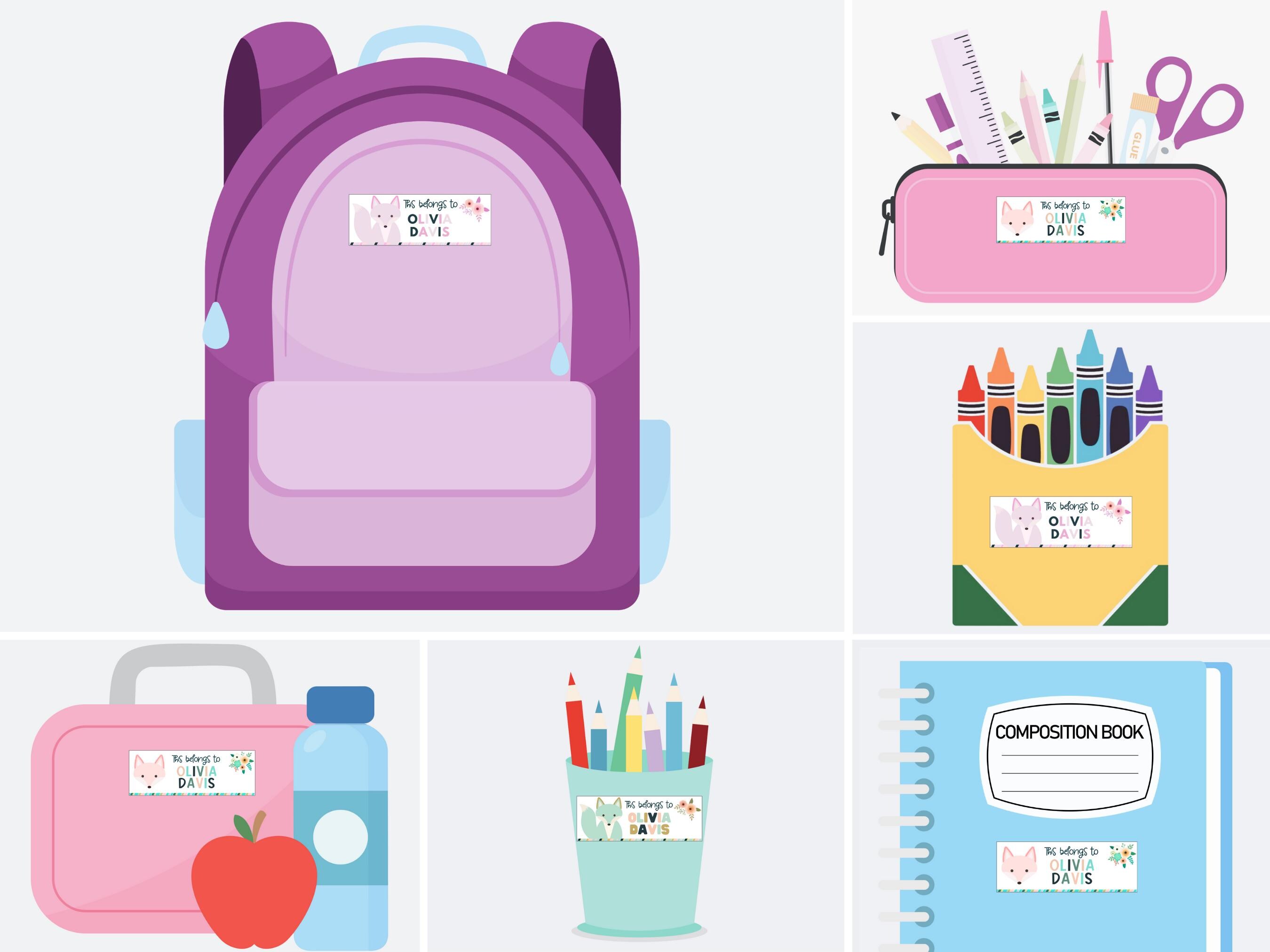 Editable School Labels: Fox Design, DIY Notebook Stickers (canva ...
