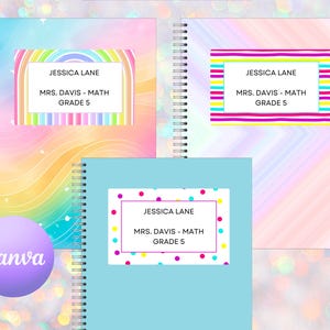 Editable School Notebook Labels: DIY Stickers, Canva Template (digital ...