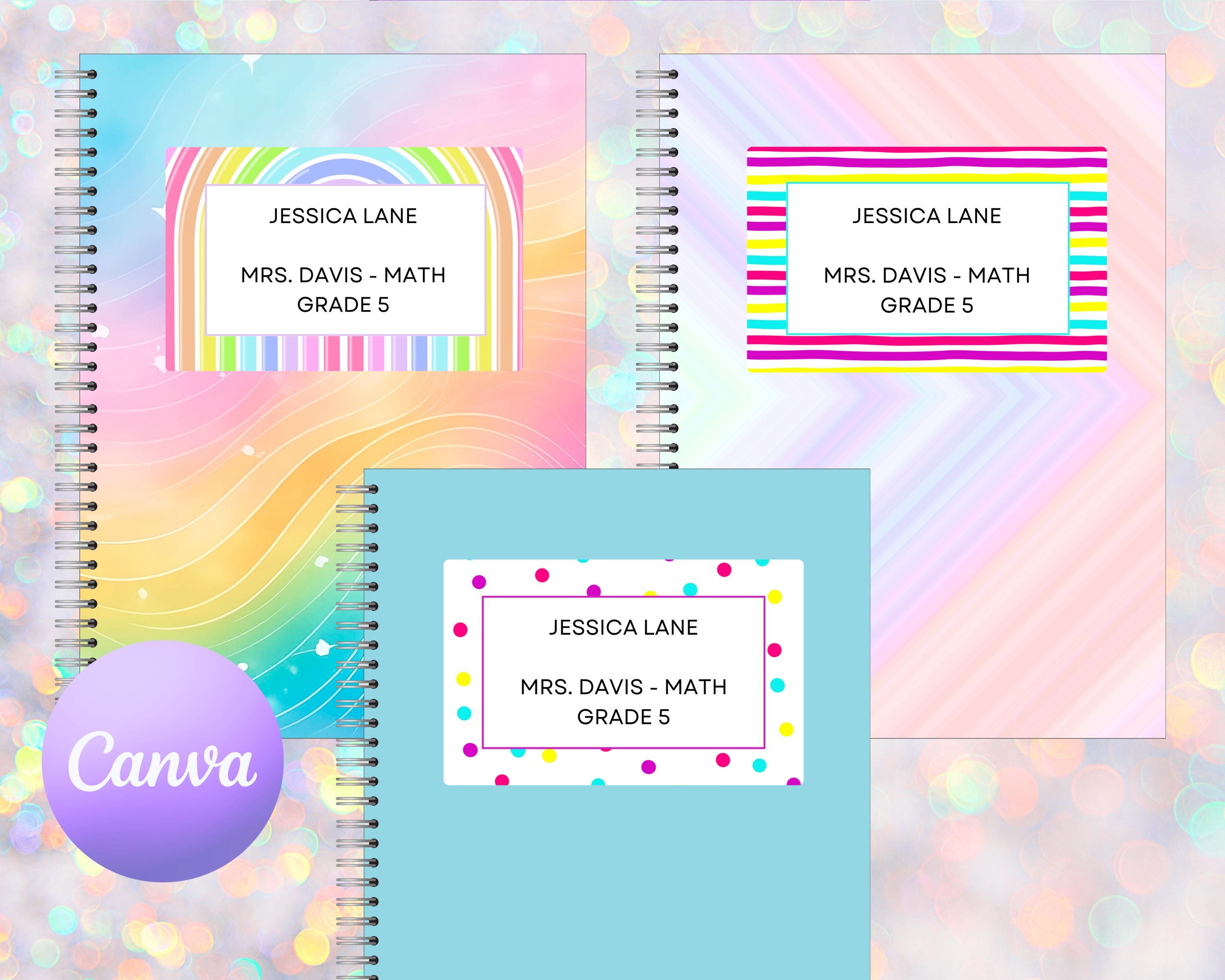 Editable School Notebook Labels: DIY Stickers, Canva Template (digital ...