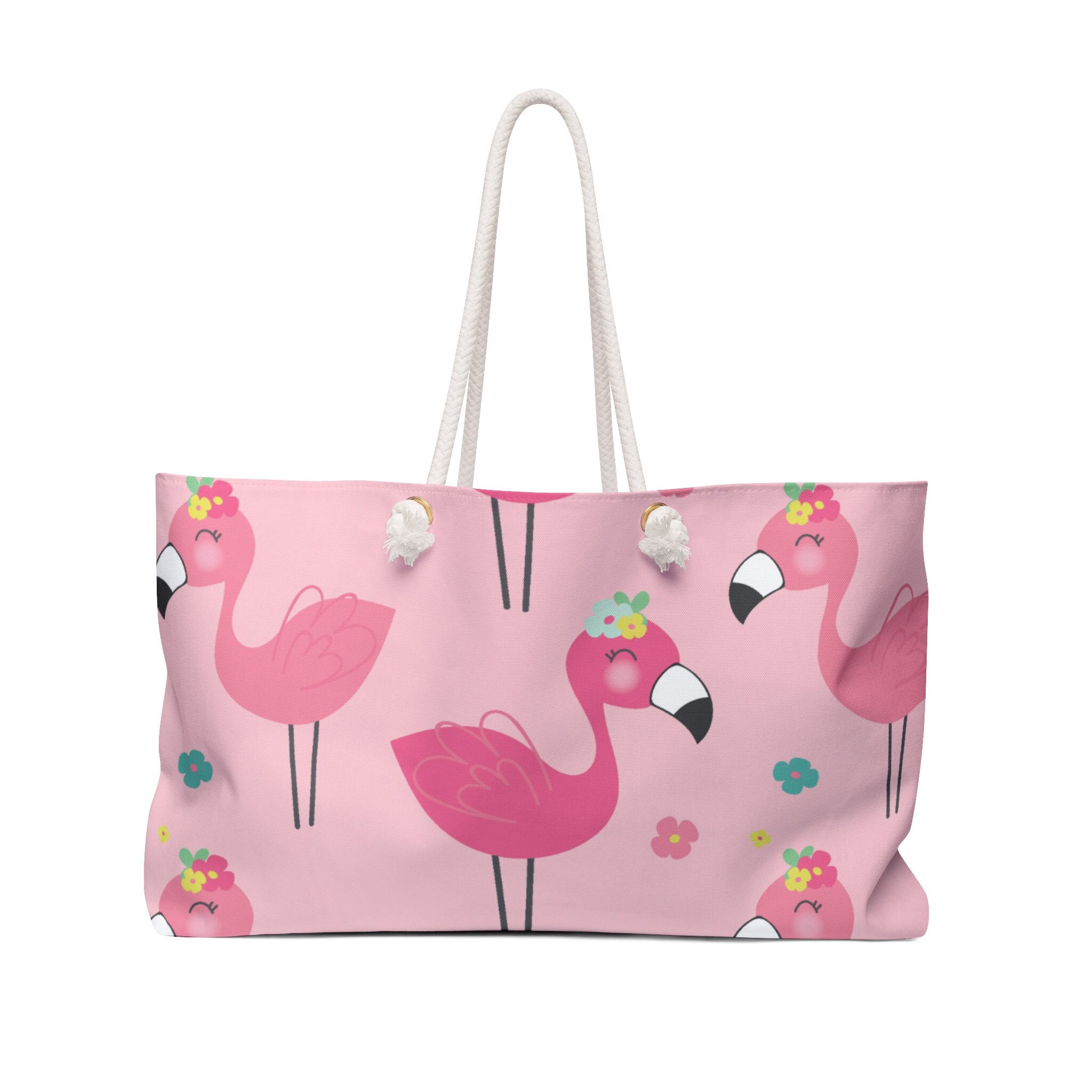 Pink flamingo beach bag deals