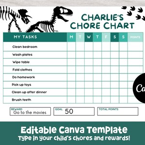 Chore Chart, Printable Editable Chore Chart, Kids Chore Responsibility ...