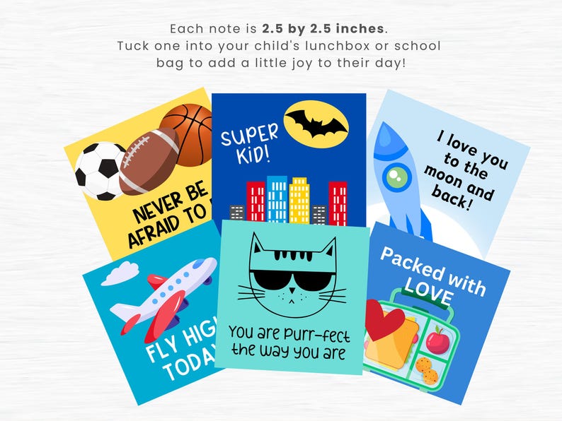 Notes sur la boîte à lunch des enfants : affirmations positives, encouragements (téléchargement numérique) image 4