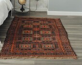 4.1 x 7 Vintage Afghani Tribal Rug Tree of Life Symbolism Sasha