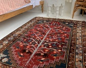 4.2 x 6.2 Rare Pomegranate Tree of Life Antique Rug