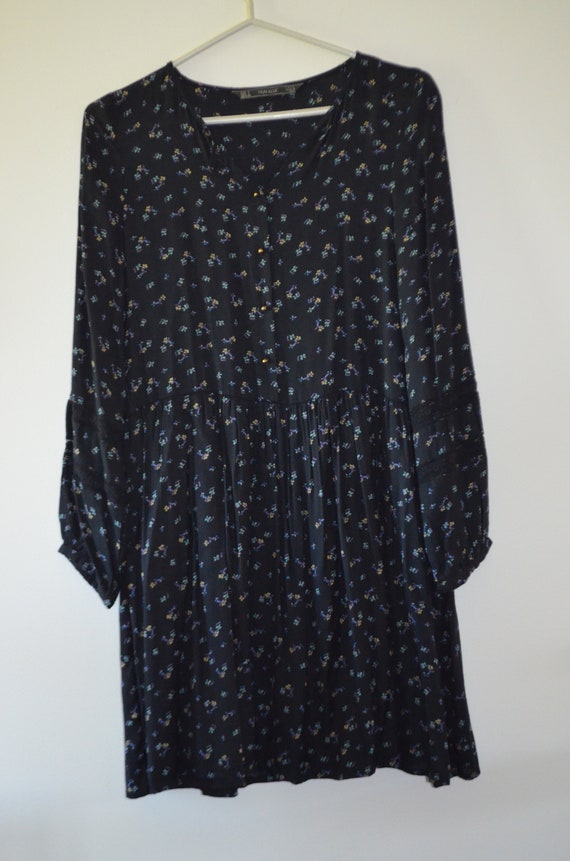 zara green and black dress