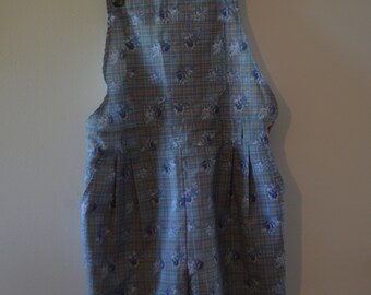 Get 15% off with code NEW15 Vintage cotton jumpsuit 90's Plaid and flowers / Medium