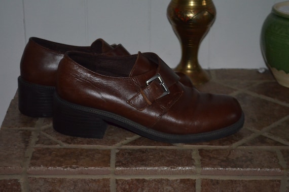 7.5 US Leather! Chunky brown leather shoes 90' 7