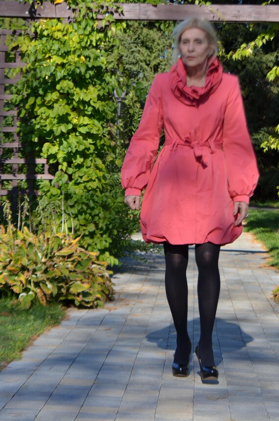Sale!!! Vintage coral coat big collar RARE!