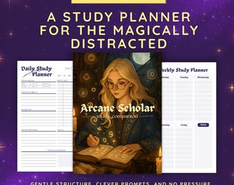 ADHD Study Planner – Arcane Scholar, Digital Printable (PDF)