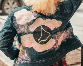 Vintage Hand-painted Capricorn Denim Jacket