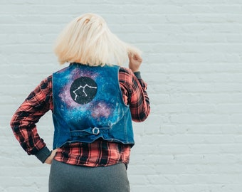 Vintage Hand-painted Aquarius Denim Vest