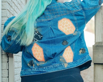 Hand-Painted Gemini Denim Jacket