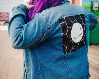 Vintage Hand-Painted Aries Plus Size Denim Jacket