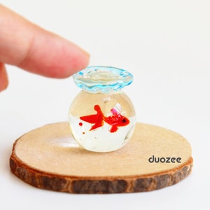 Handmade Lampwork Glass Miniature Goldfish Figurine, Goldfish Fishbowl, Aquarium Supply, Glass Goldfish Miniature, Goldfish Gift