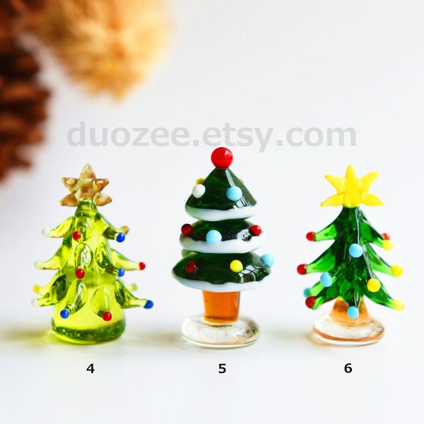 Fairy Garden Miniatures, Handmade Lampwork Glass Miniature Christmas Trees Set B, Christmas Miniatures, Miniature Trees, Fairy House