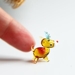 0.75&quot; Tall Handmade Lampwork Glass Miniature Rudolph Reindeer, Christmas Miniatures, Miniature Santa, micro miniatures, miniature Rudolph