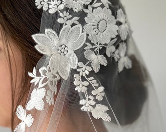 MAEVE Juliet Cap Veil, Wedding Veil Lace, Wedding Veil Flowers, Wedding Veil Cathedral, Wedding Veil Fingertip, Lace Veil, Veil Wedding