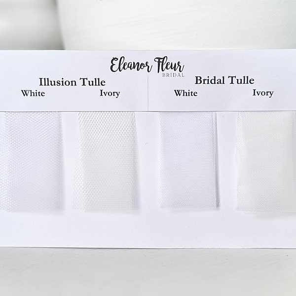 Ivory White Sample Colour Card Illusion Tulle Soft Bridal Tulle