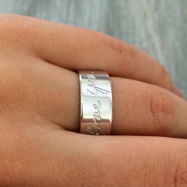 Signature on a ring custom handwriting ring engraved Etsy