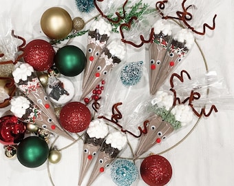 10 Reindeer Hot Cocoa Cones - Christmas Stocking Stuffer Party Favor