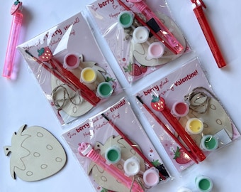 Valentine’s Day Strawberry Painting Kit - DIY Paint Your Own Strawberry - Classroom Valentine Gift