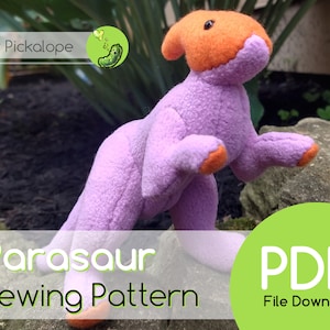 Simple Parasaur Plush Sewing Pattern Digital Download PDF